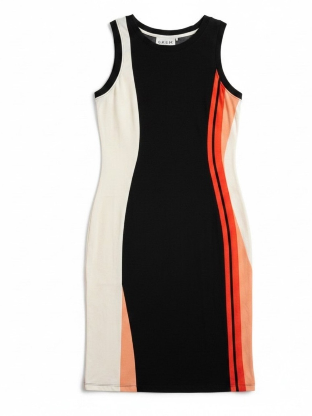 SKFK Maika GOTS Knit Sheath Dress Colorblock Curves Size 6 NWT FLAW - Picture 3 of 12